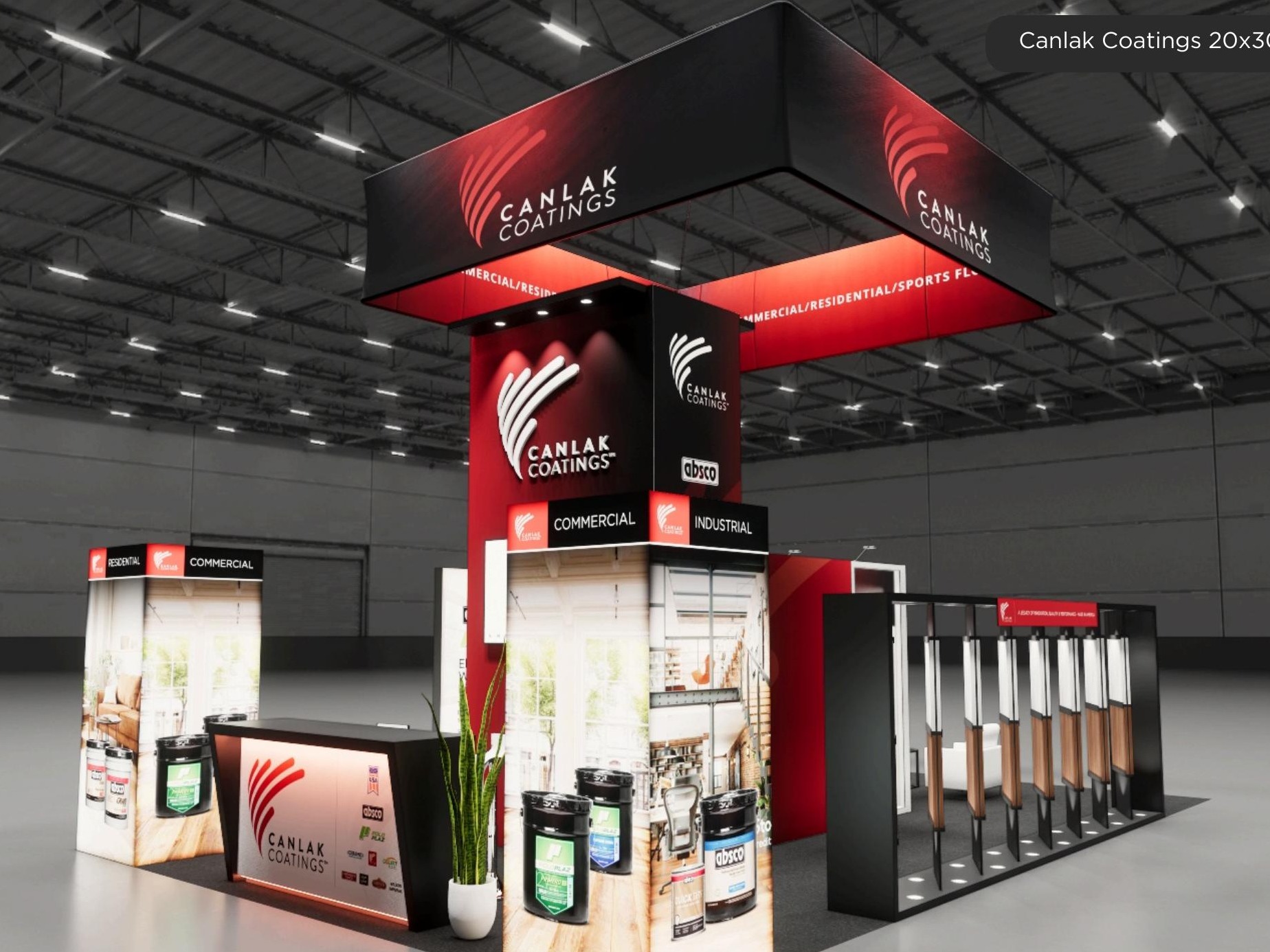 20x30 trade show exhibit rental example for custom and affordable exhibit planning