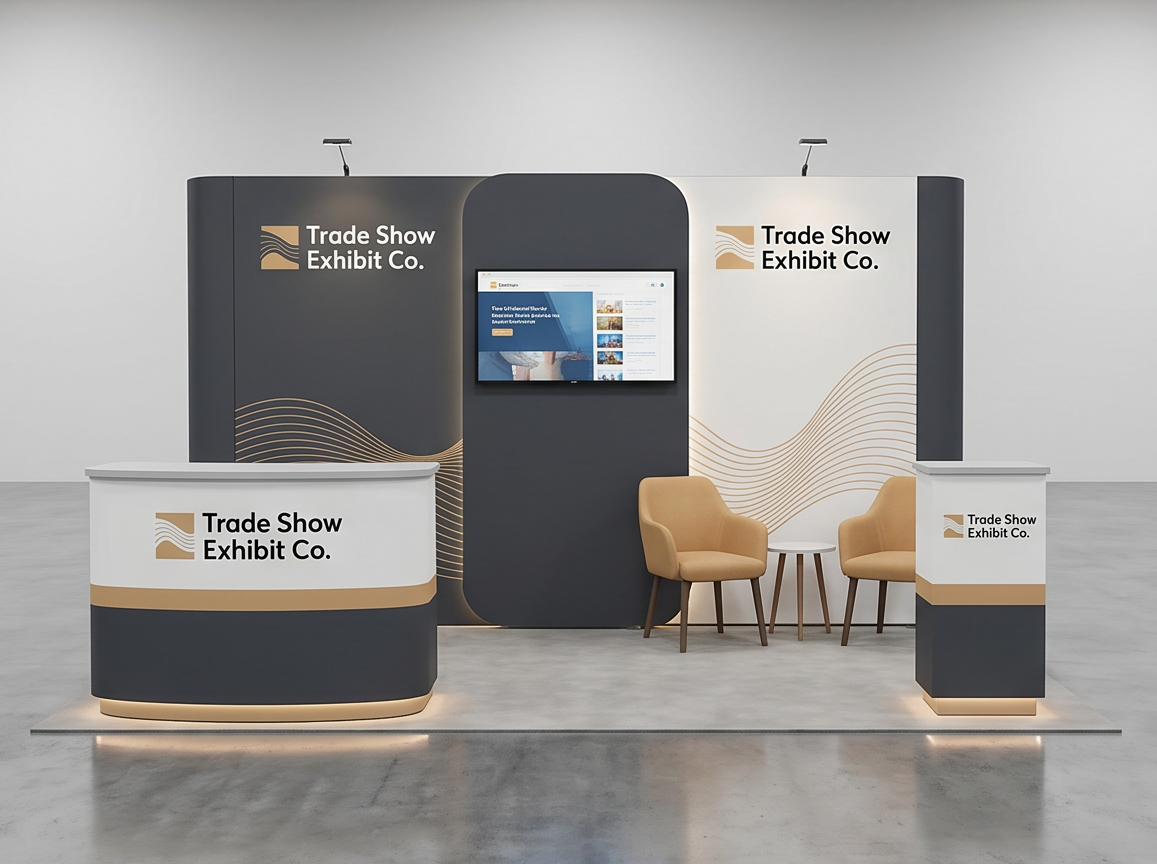10x10 trade show exhibit rental — hospitality-ready inline design