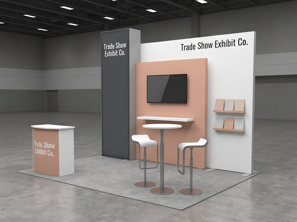 10x10 trade show exhibit rental — segmented storytelling inline design
