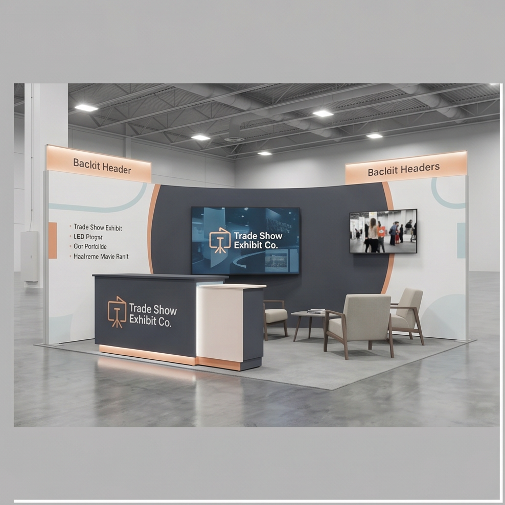 10x20 trade show exhibit rental — 10' x 20' custom exhibit design — media-forward inline design