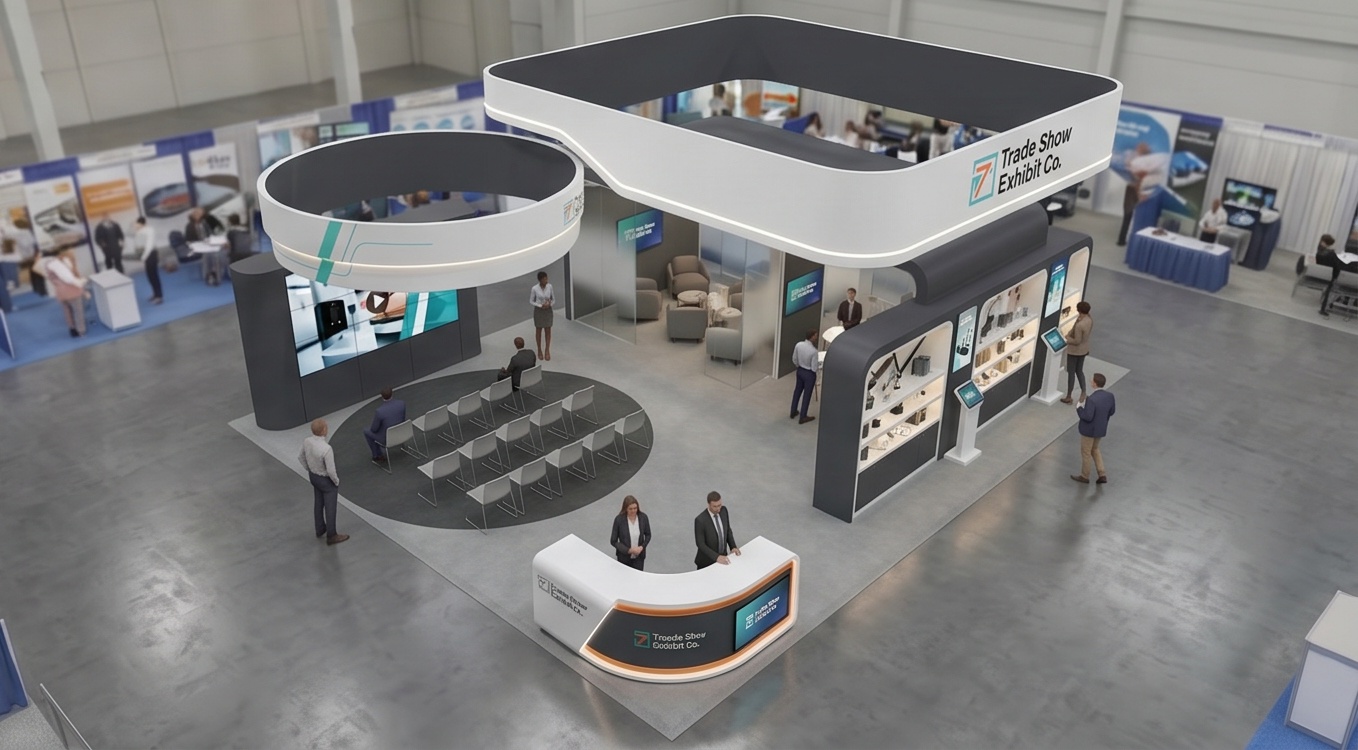 20x40 trade show exhibit rental — open-circulation island design