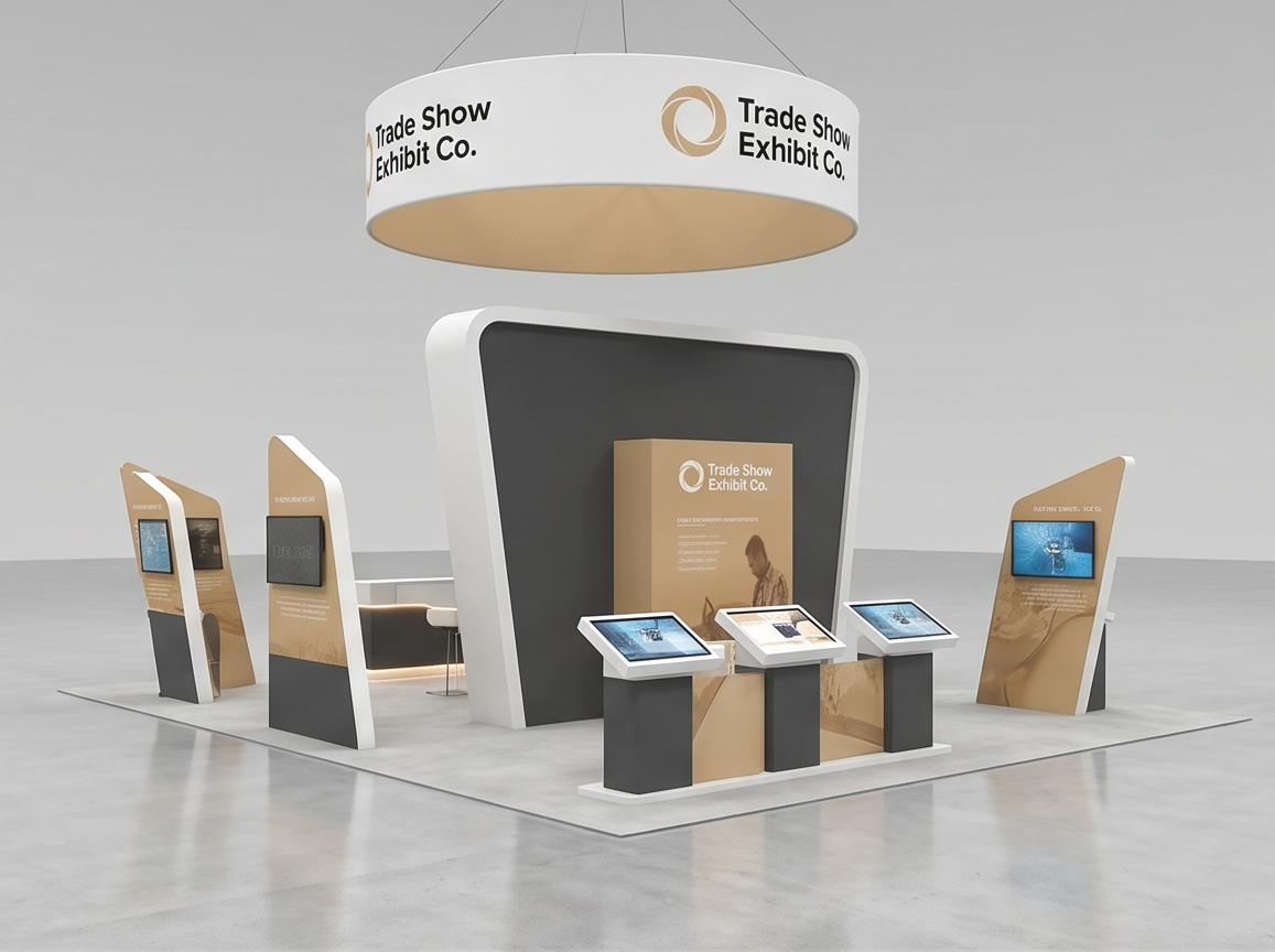 20x30 trade show exhibit rental — hospitality-forward island design