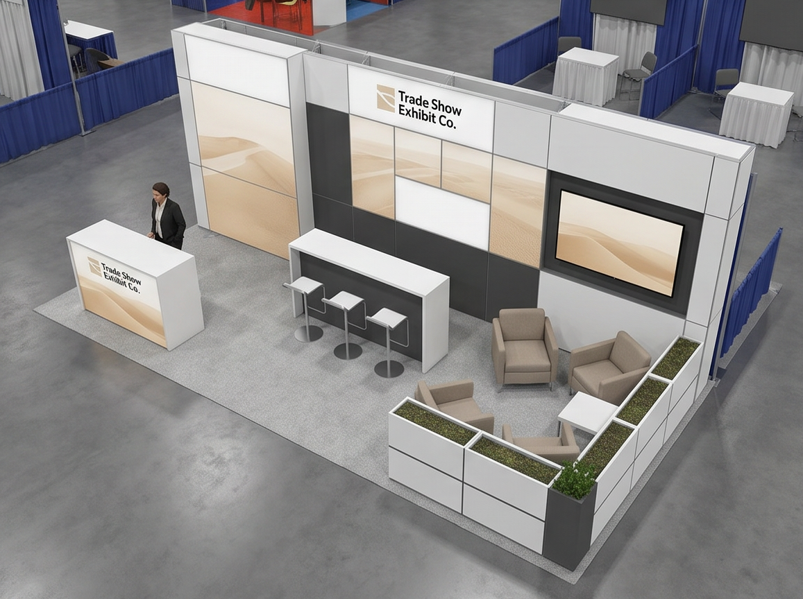 10x30 trade show exhibit rental — segmented storytelling inline design
