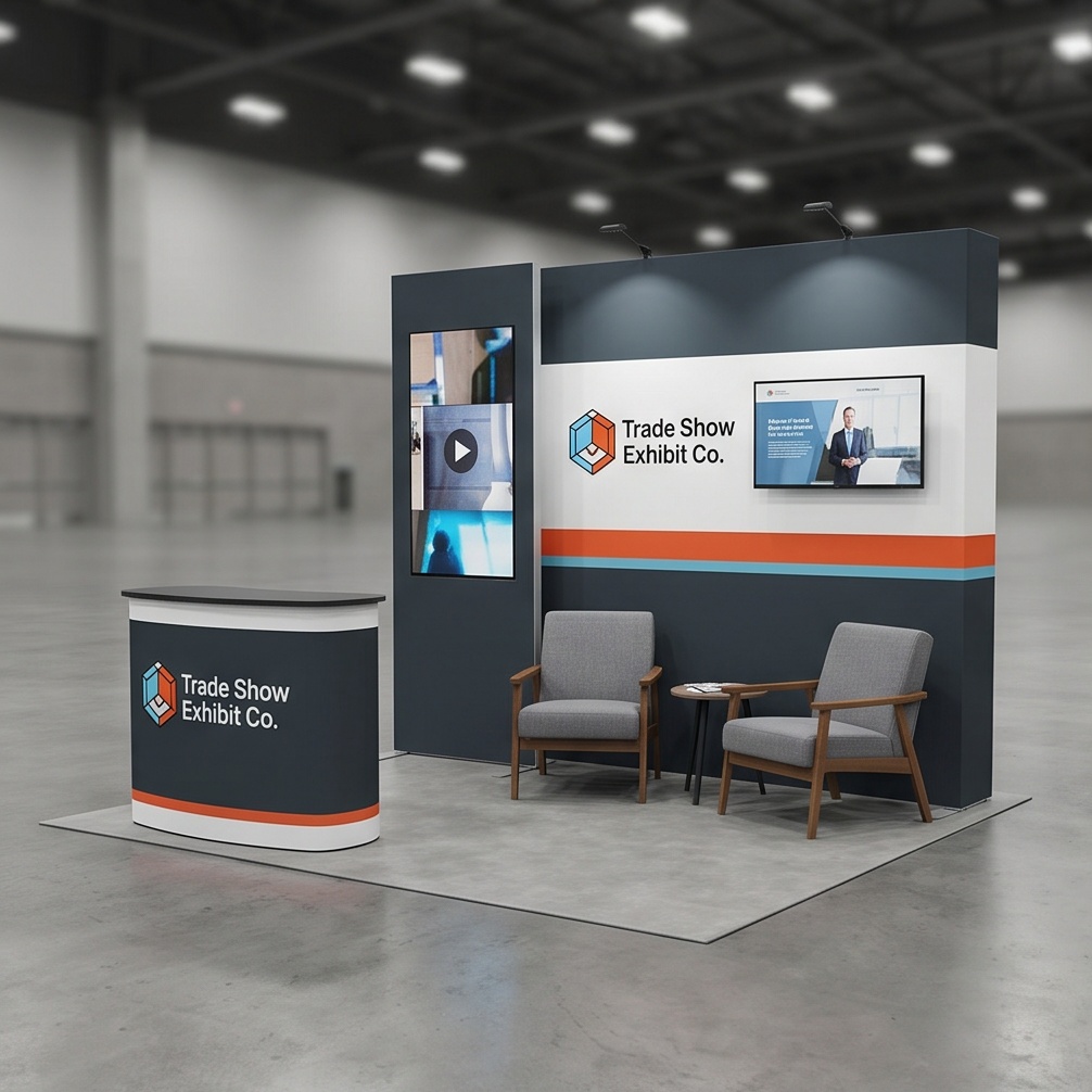 10x10 trade show exhibit rental — 10' x 10' custom exhibit design — foundation inline design