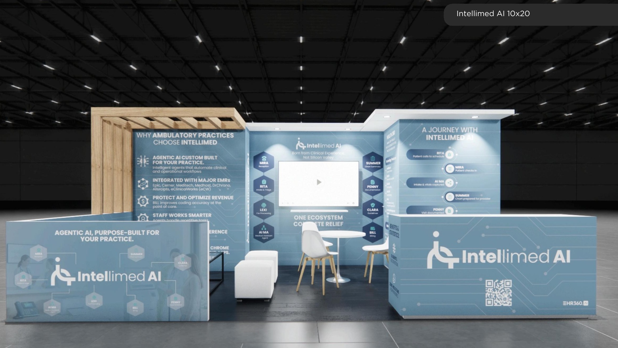 10x20 trade show exhibit rental — 10' x 20' custom exhibit design — translucent consultative inline design