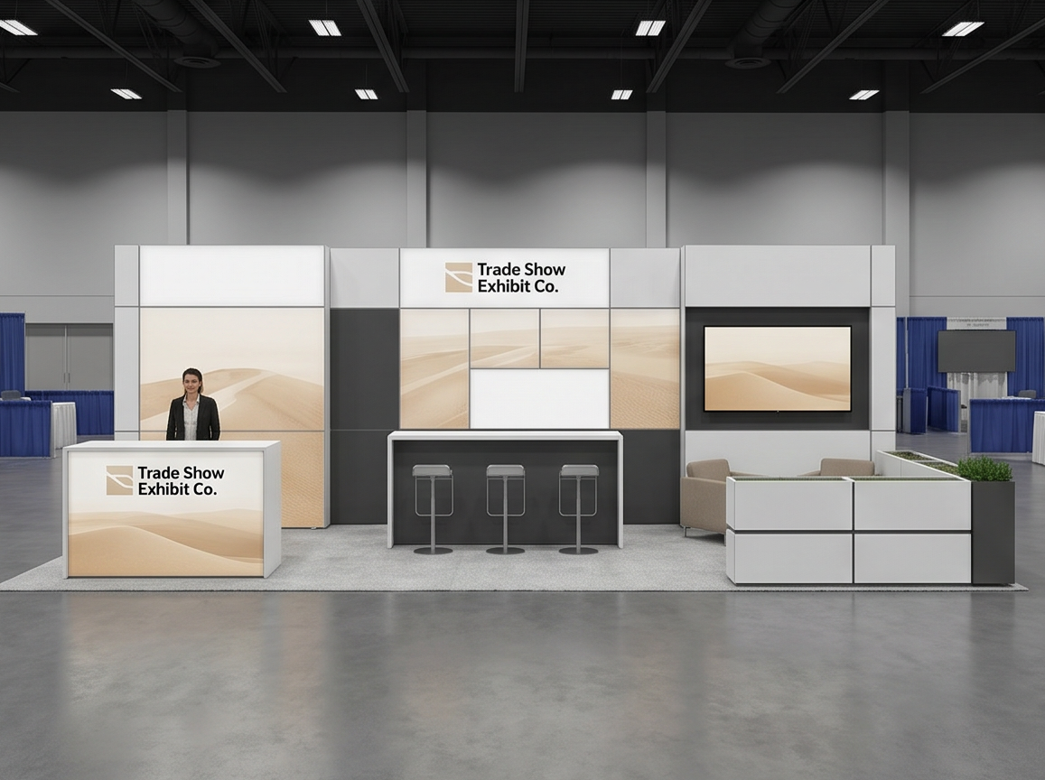 10x30 trade show exhibit rental — segmented storytelling inline design