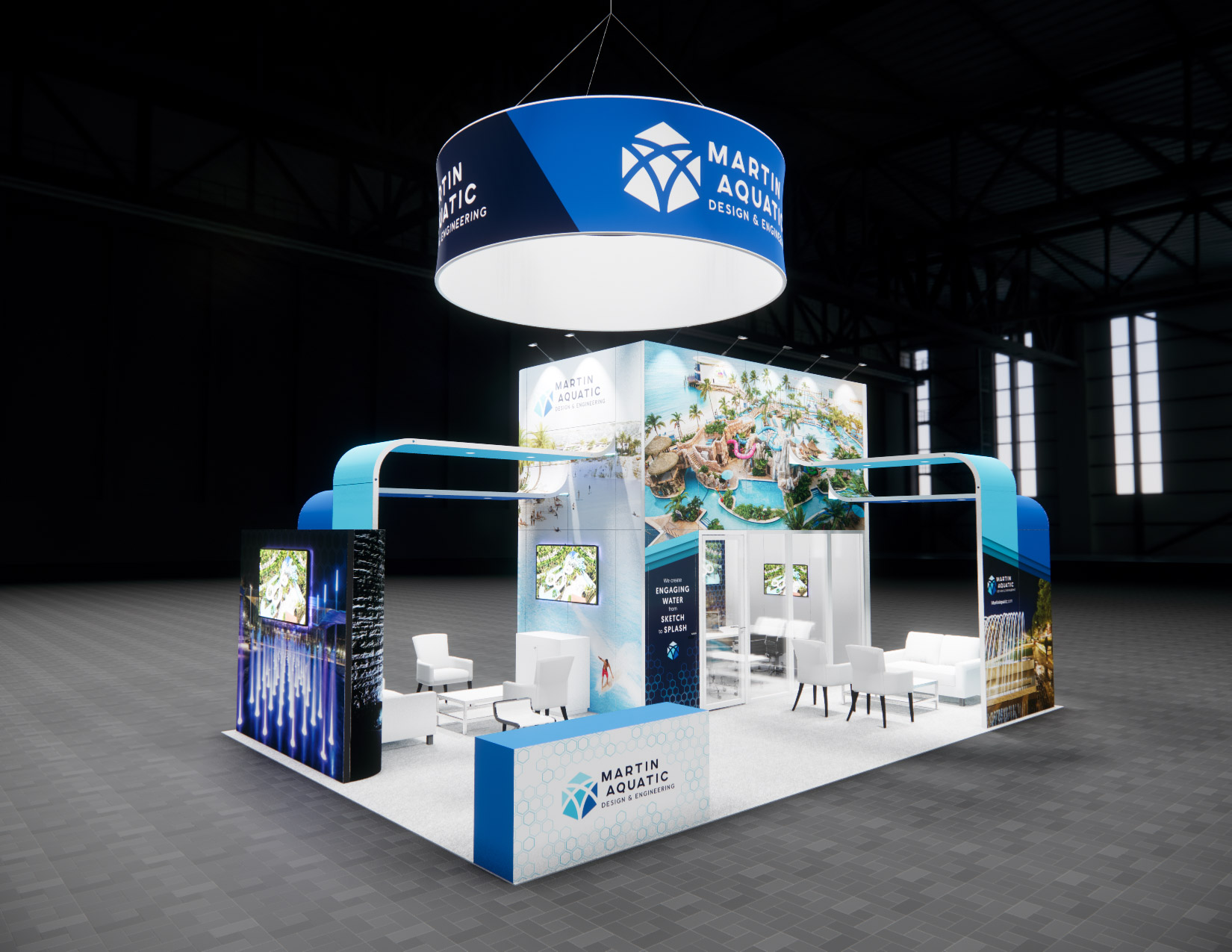 20x30 trade show exhibit rental — 20 x 30 island exhibit rental — pack expo las vegas, las vegas hero image