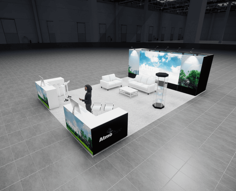 20x30 trade show exhibit rental — 20 x 30 island exhibit rental — sema show, las vegas hero image