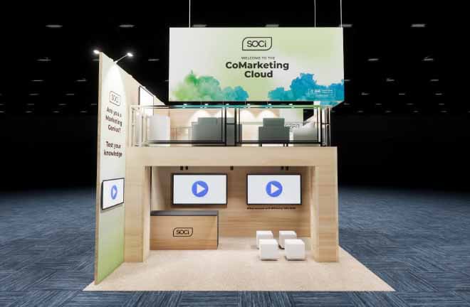 20x20 trade show exhibit rental — 20 x 20 double-deck exhibit rental — global pet expo, orlando hero image