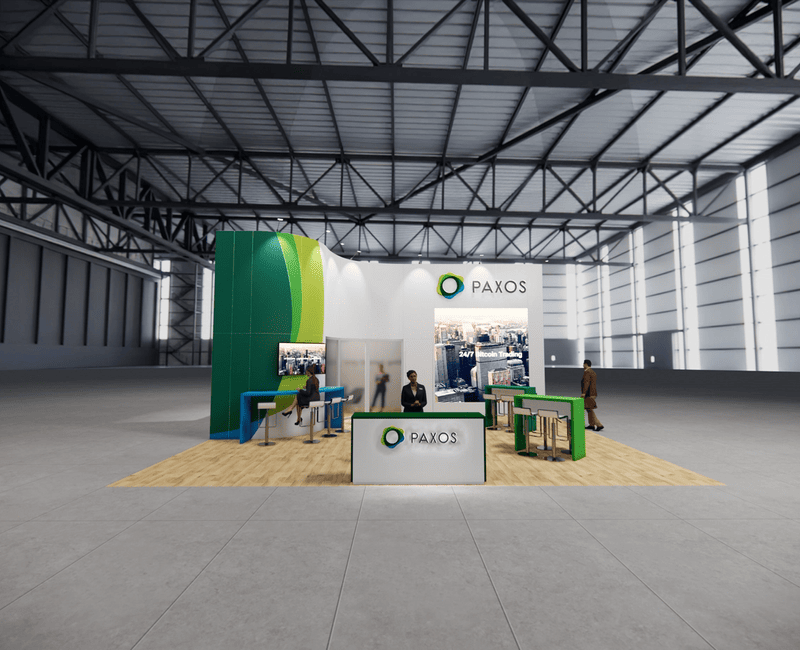 30x30 trade show exhibit rental — 30 x 30 island exhibit rental — nab show, las vegas hero image