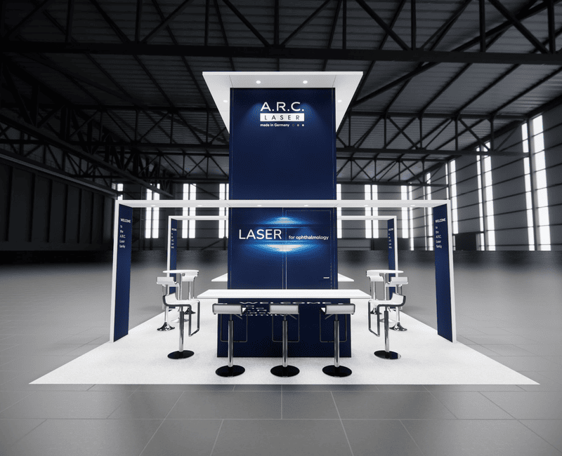 20x20 trade show exhibit rental — 20 x 20 island exhibit rental — hr technology conference, las vegas hero image