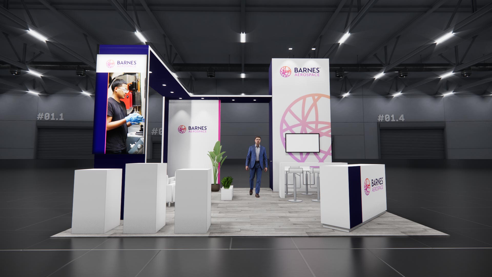 20x20 trade show exhibit rental — 20 x 20 island exhibit rental — ldi show, las vegas hero image