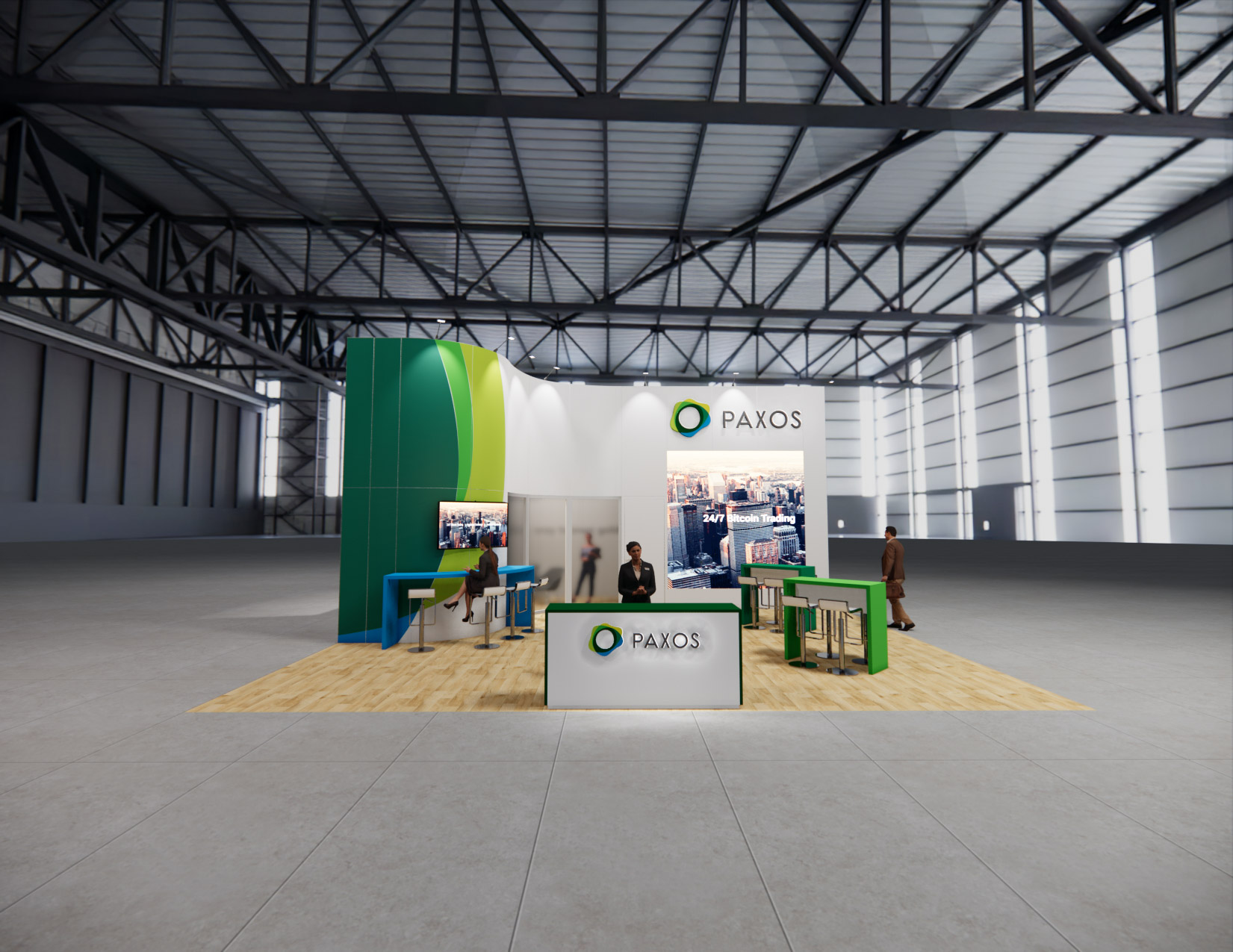 30x30 trade show exhibit rental — 30 x 30 island exhibit rental — modex, atlanta hero image