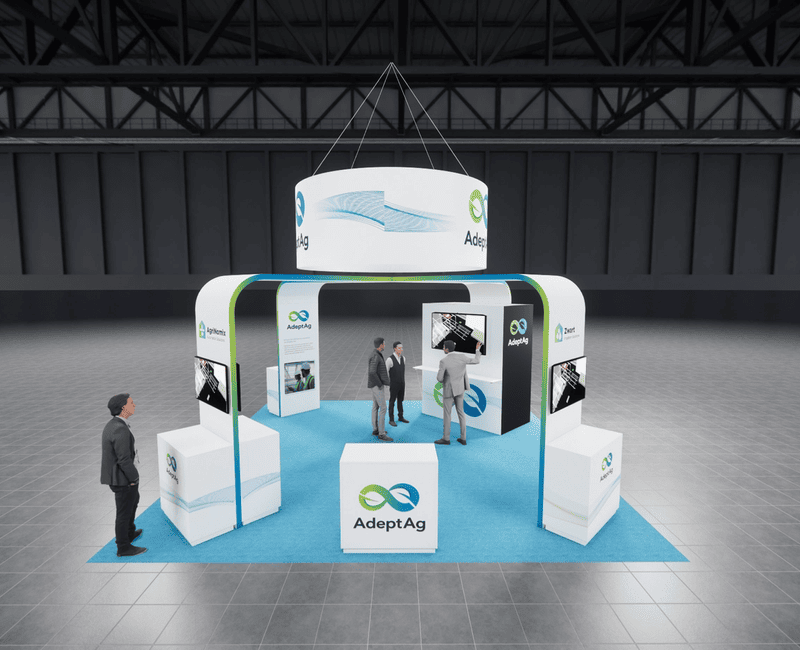 20x20 trade show exhibit rental — 20 x 20 island exhibit rental — global pet expo, orlando hero image