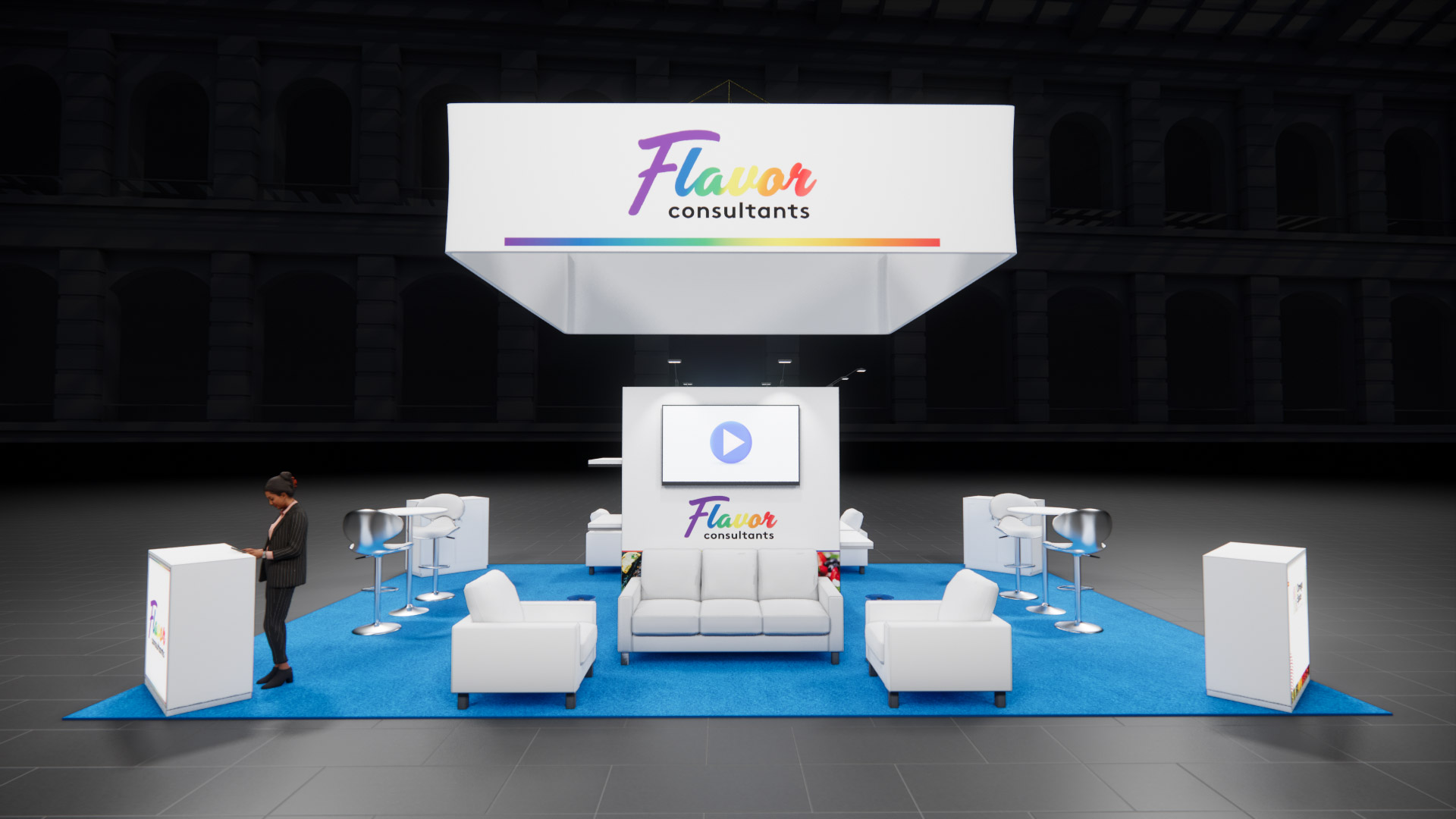 20x30 trade show exhibit rental — 20 x 30 island exhibit rental — pack expo las vegas, las vegas hero image