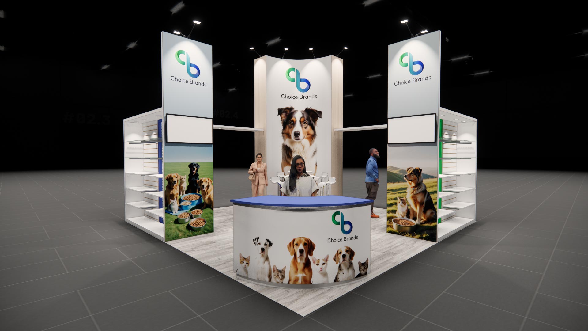 20x20 trade show exhibit rental — 20 x 20 island exhibit rental — global pet expo, orlando hero image