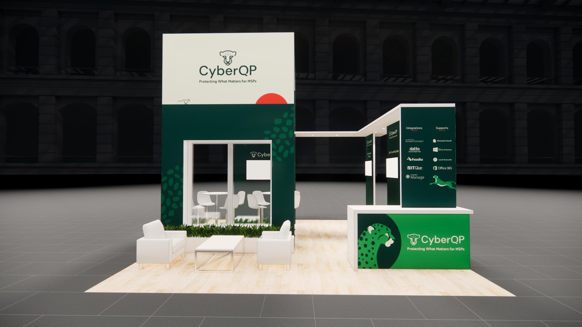 20x20 trade show exhibit rental — 20 x 20 island exhibit rental — infocomm, las vegas hero image