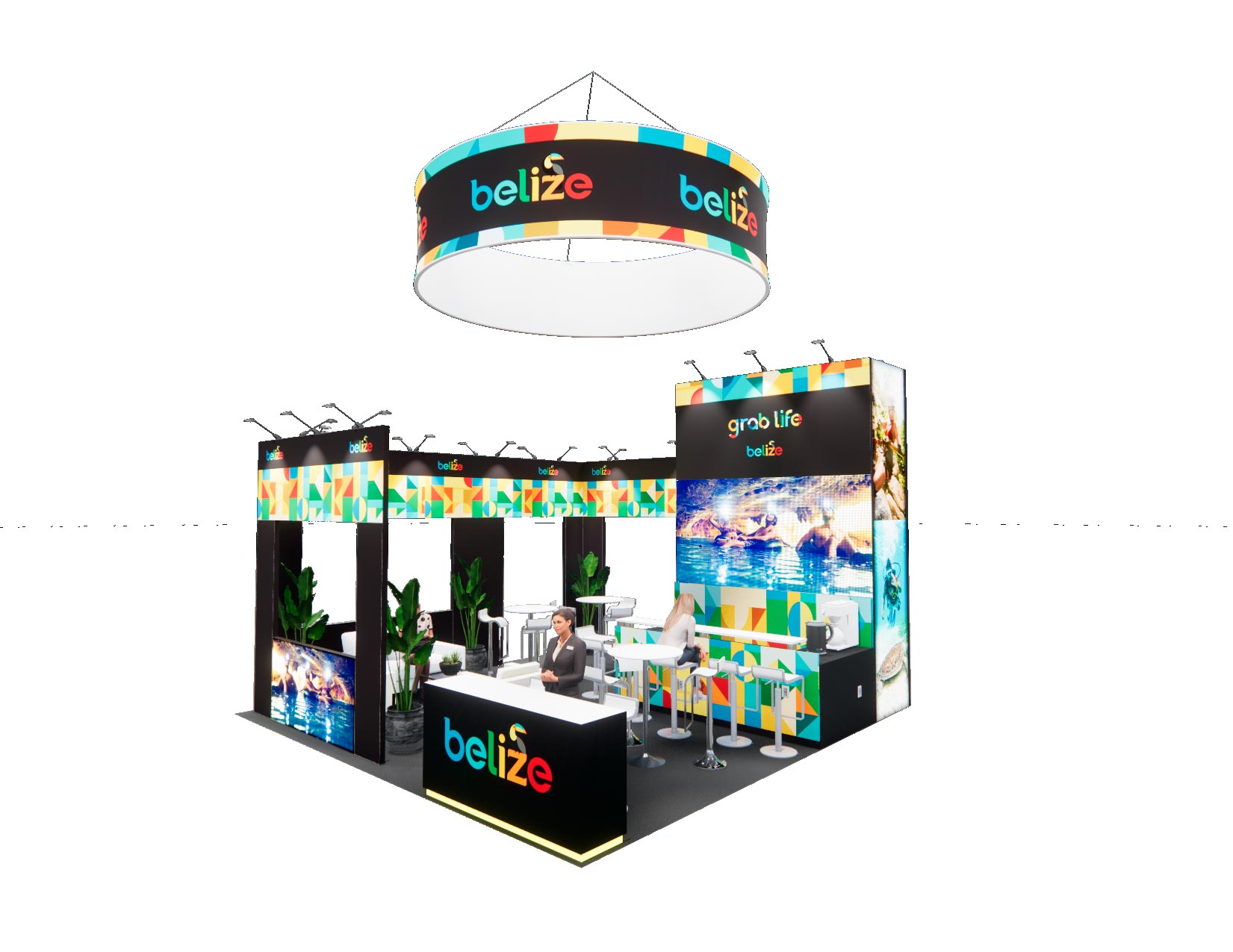 20x20 trade show exhibit rental — 20 x 20 island exhibit rental — modex, atlanta hero image