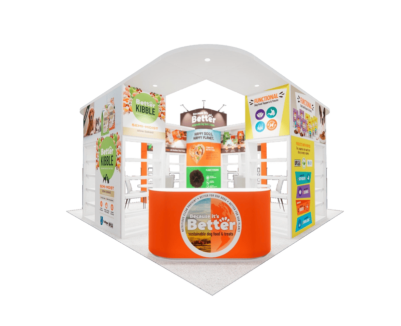 20x20 trade show exhibit rental — 20 x 20 island exhibit rental — infocomm, las vegas hero image