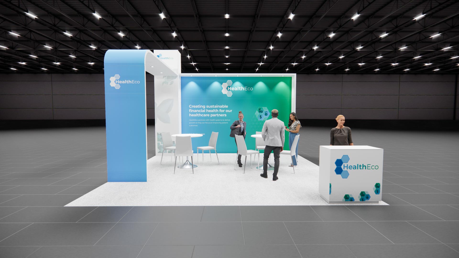 20x20 trade show exhibit rental — 20 x 20 island exhibit rental — global pet expo, orlando hero image