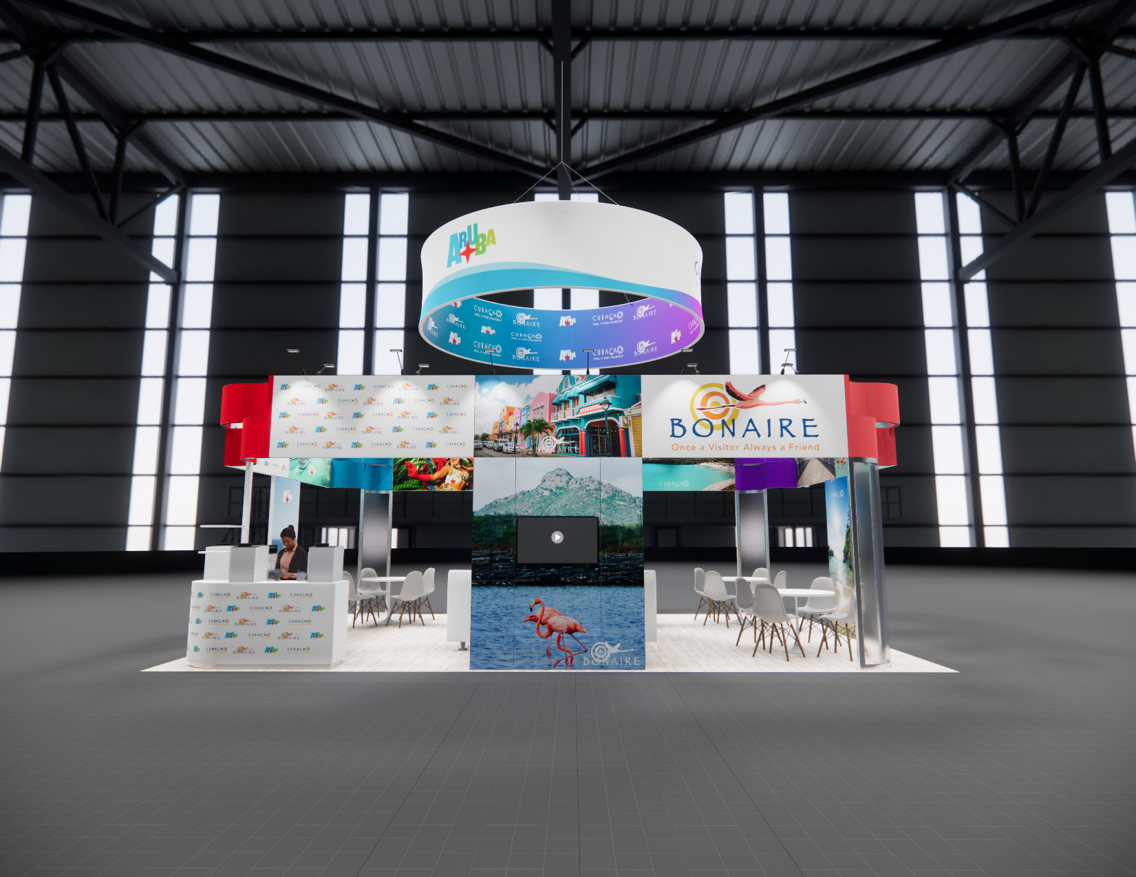 20x30 trade show exhibit rental — 20 x 30 island exhibit rental — pack expo las vegas, las vegas hero image
