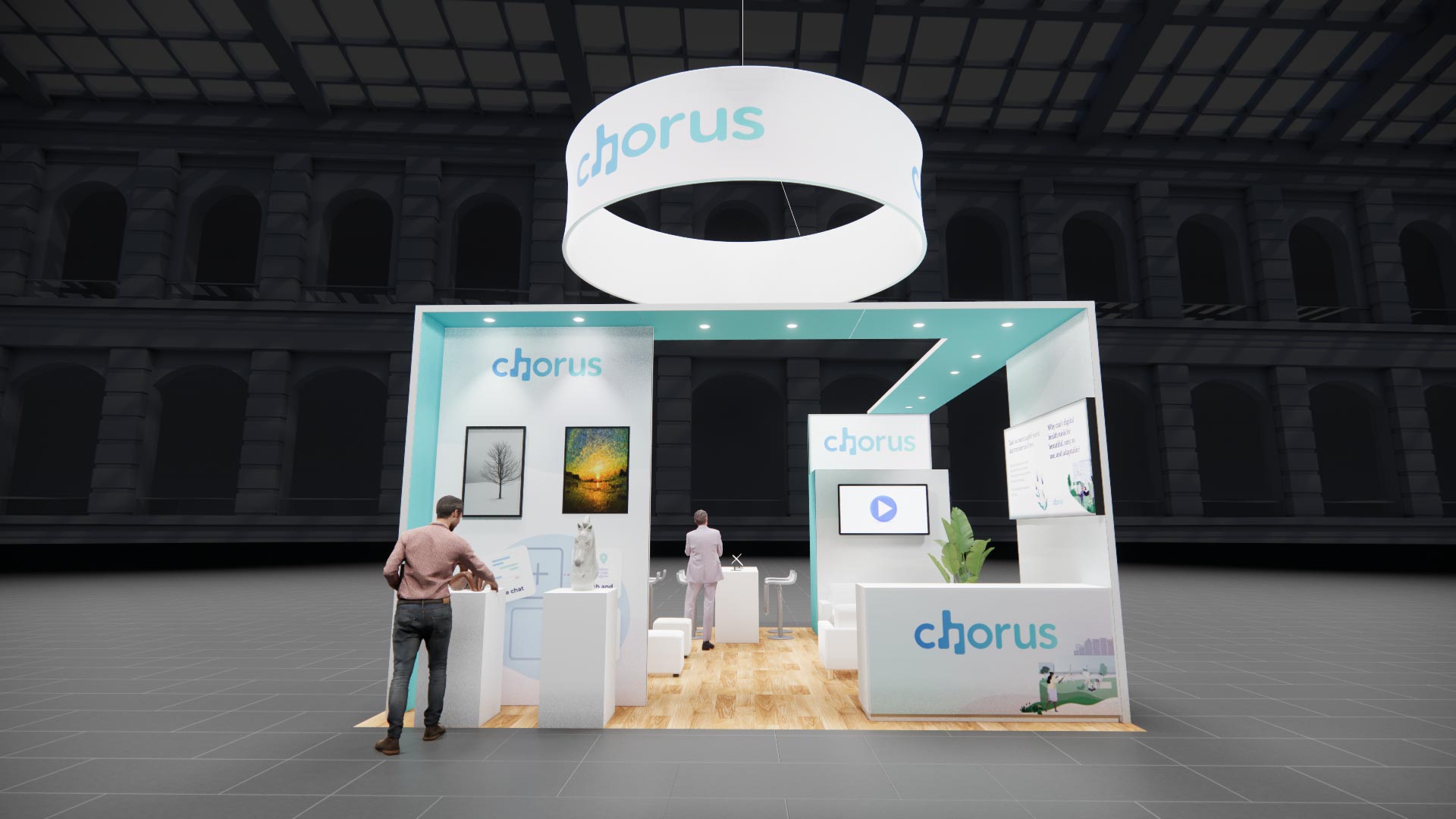 20x20 trade show exhibit rental — 20 x 20 island exhibit rental — global pet expo, orlando hero image