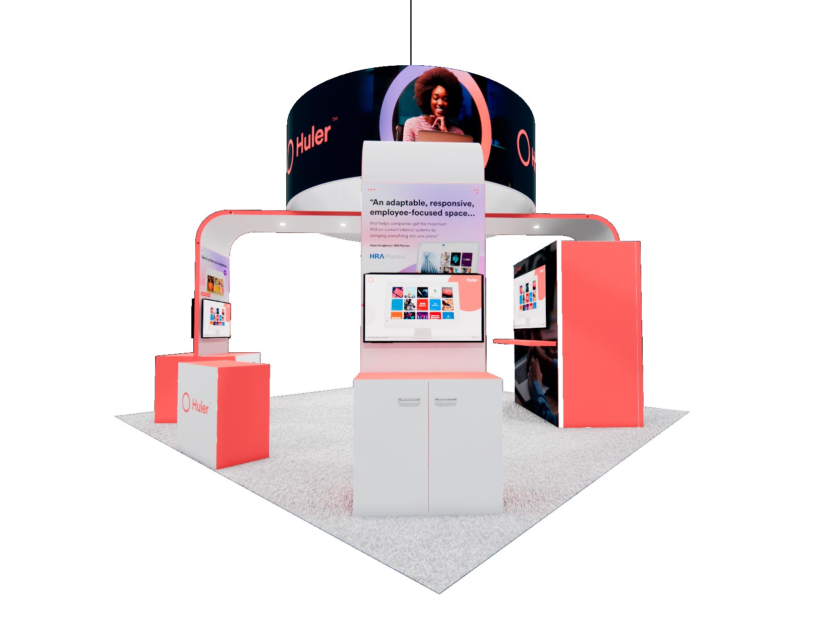20x20 trade show exhibit rental — 20 x 20 island exhibit rental — modex, atlanta hero image