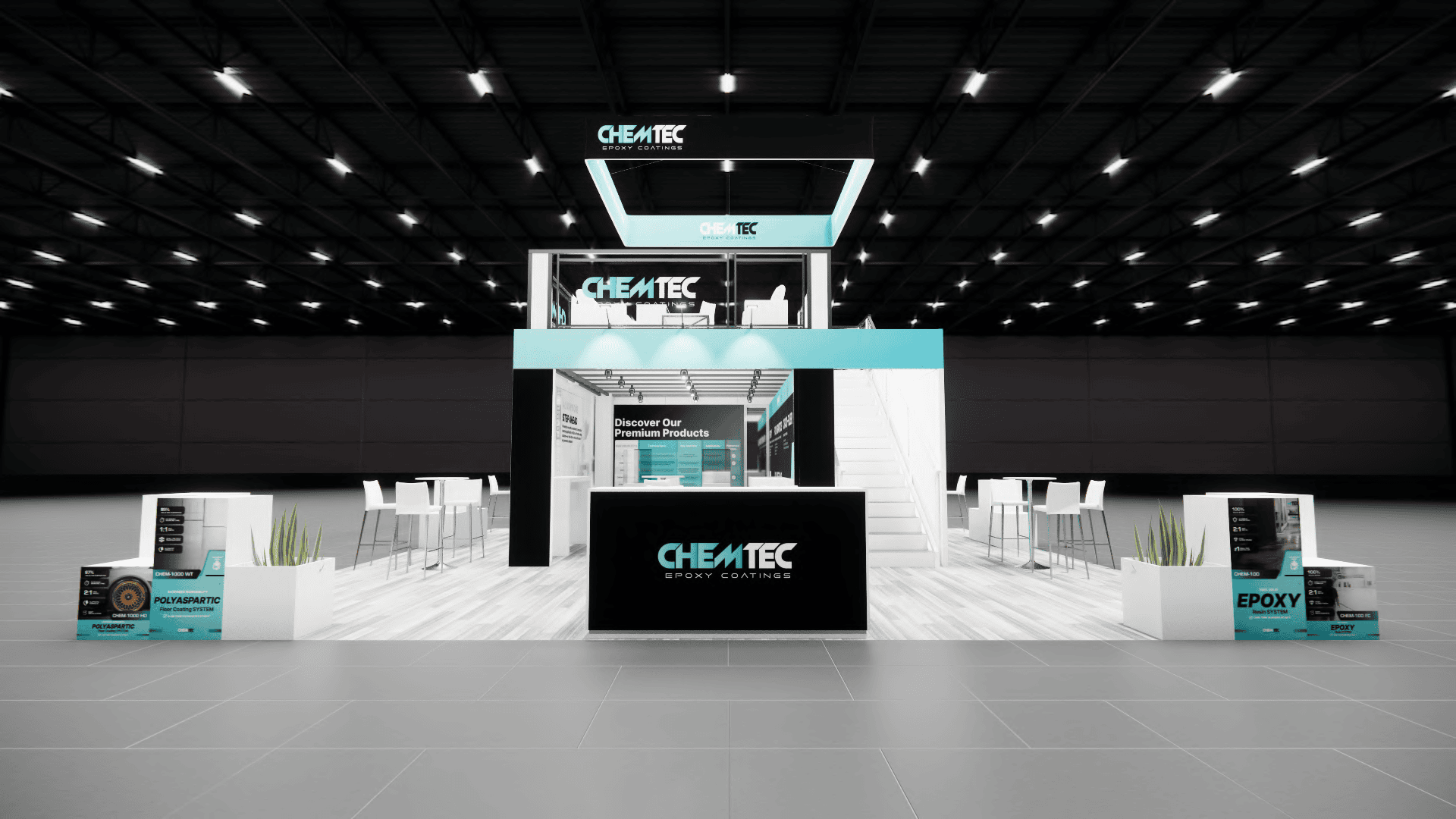 30x30 trade show exhibit rental — 30 x 30 island exhibit rental — ippe, atlanta hero image