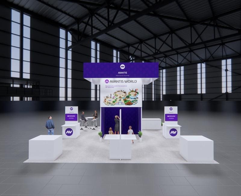 30x30 trade show exhibit rental — 30 x 30 island exhibit rental — infocomm, las vegas hero image