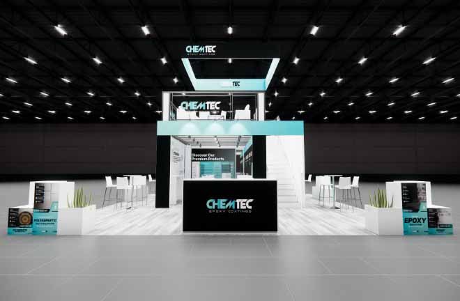 30x30 trade show exhibit rental — 30 x 30 double-deck exhibit rental — ces, las vegas hero image