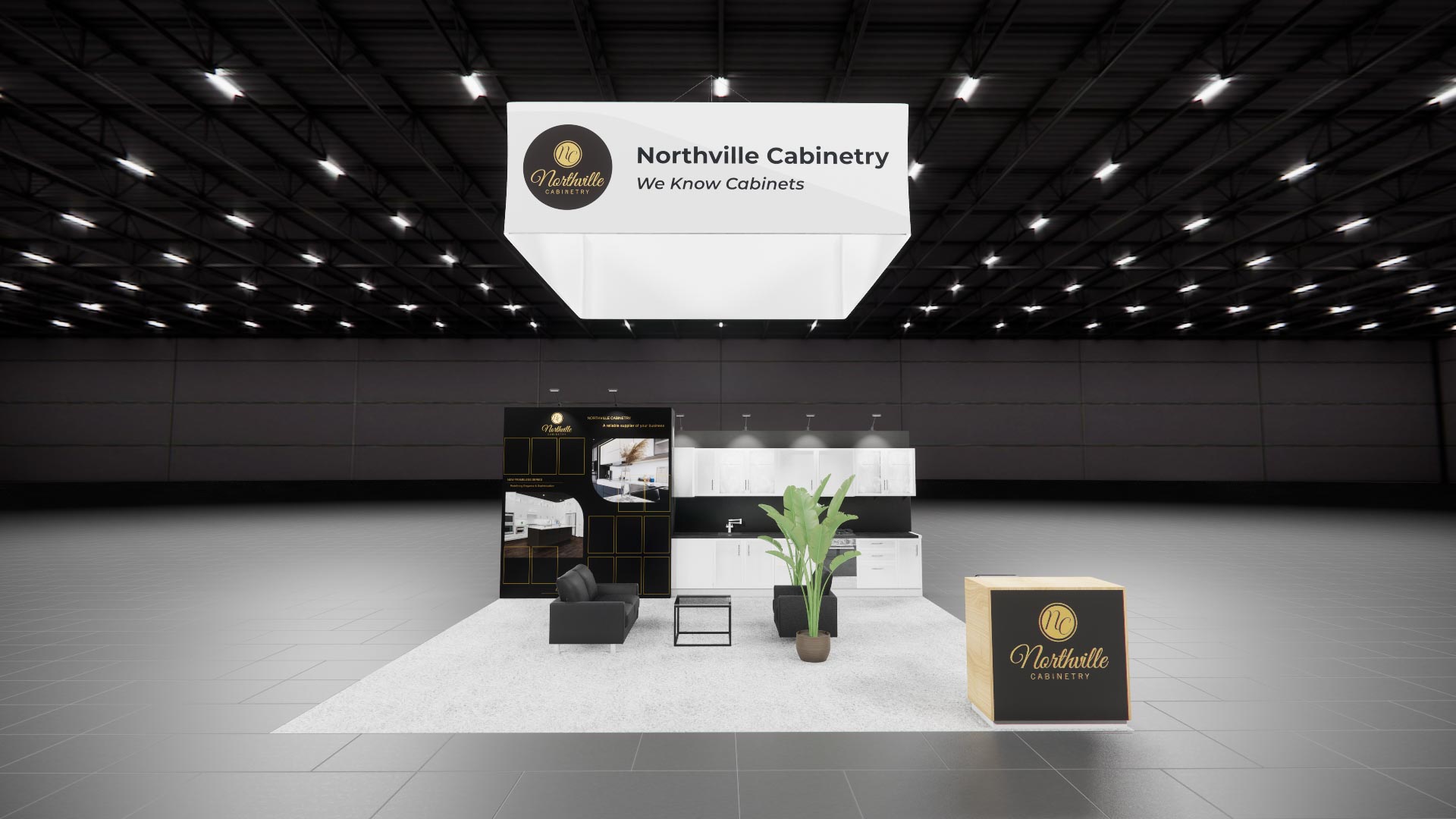 20x20 trade show exhibit rental — 20 x 20 island exhibit rental — modex, atlanta hero image